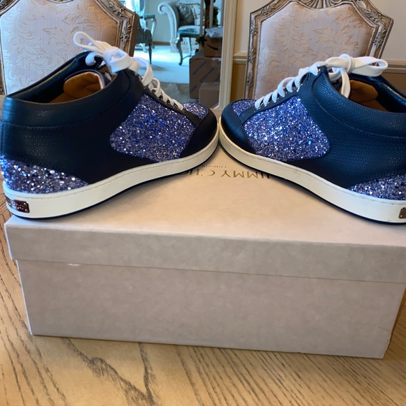 ❤️ Authentic Brand New Jimmy Choo Sneakers, Navy Blue with Blue Crystal Stones - Picture 6 of 11